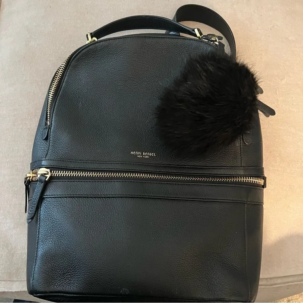 Henri Bendel Soho Backpack - Black - with Pom